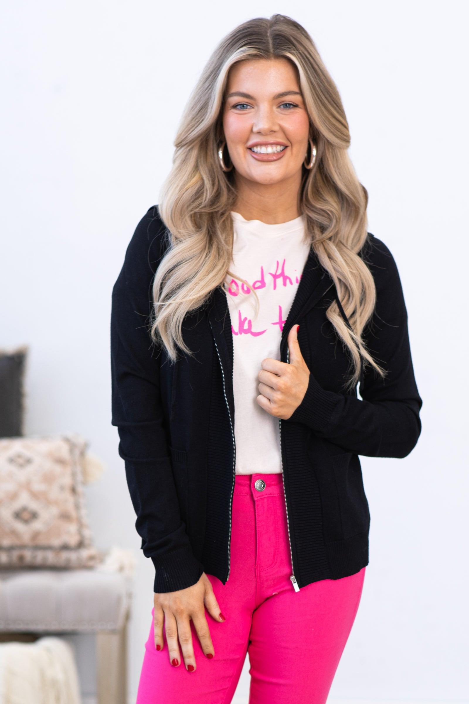 Beige and Neon Pink Good Things Graphic Tee Product Image