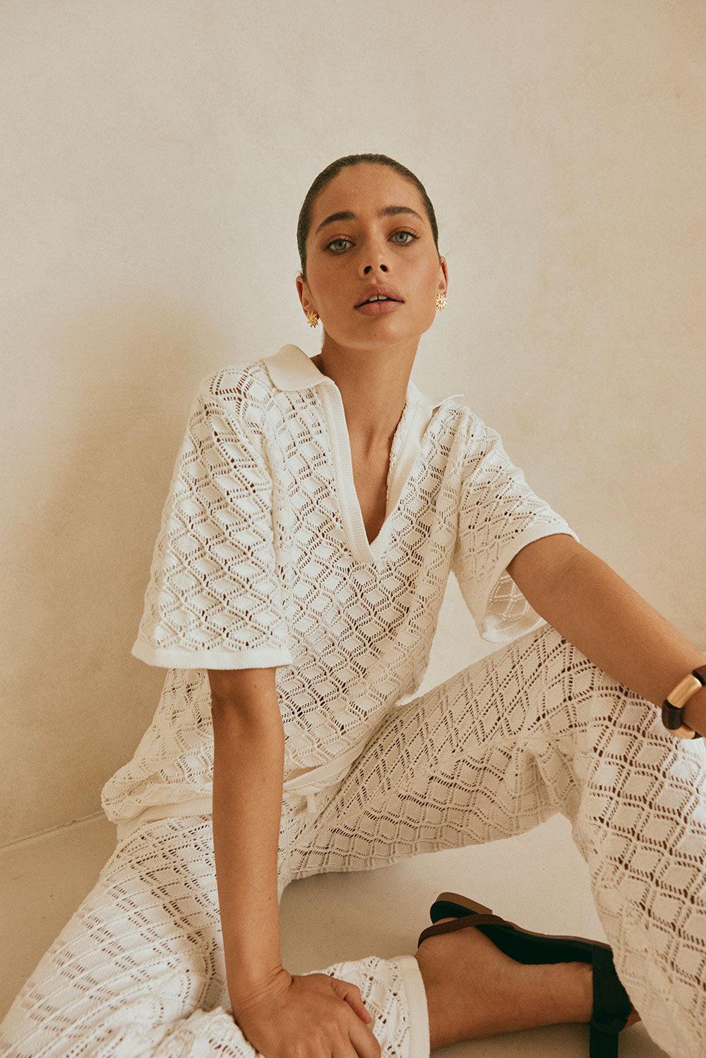 Aya Top - White Knit Product Image