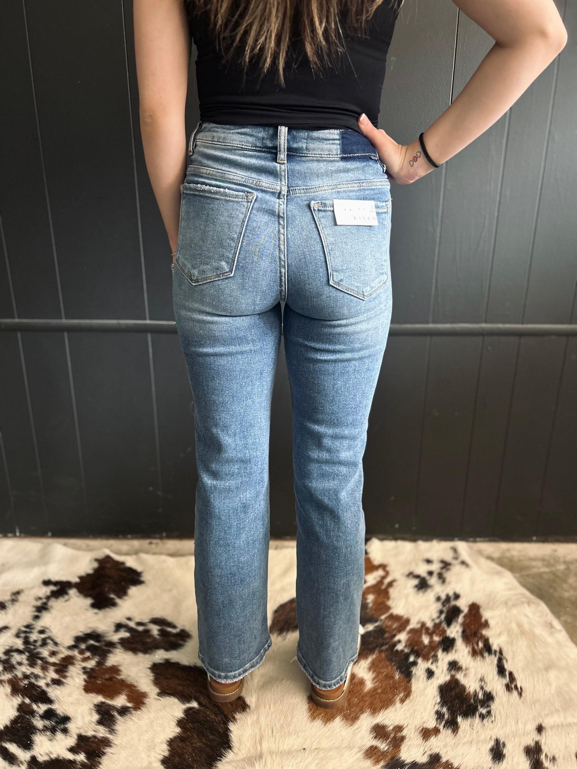 Risen Straight Leg Crossover Jeans Product Image