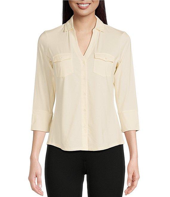 J.McLaughlin Brynn 3/4 Sleeve Point Collar Shirt Product Image