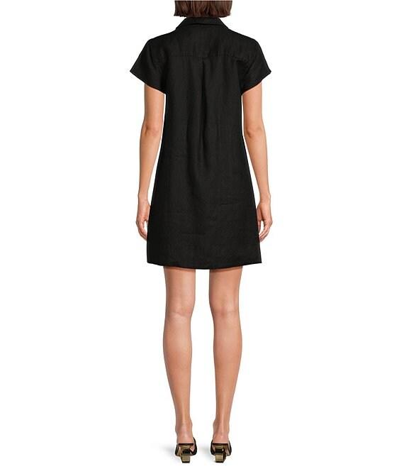 Tommy Bahama Linen Blend Johnny Collar Short Sleeve Side Pocket Shirt Dress Product Image