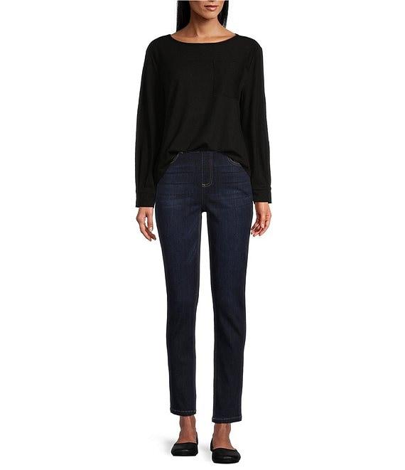 Westbound Long Sleeve Button Cuff Crew Neck Pocket Top Product Image