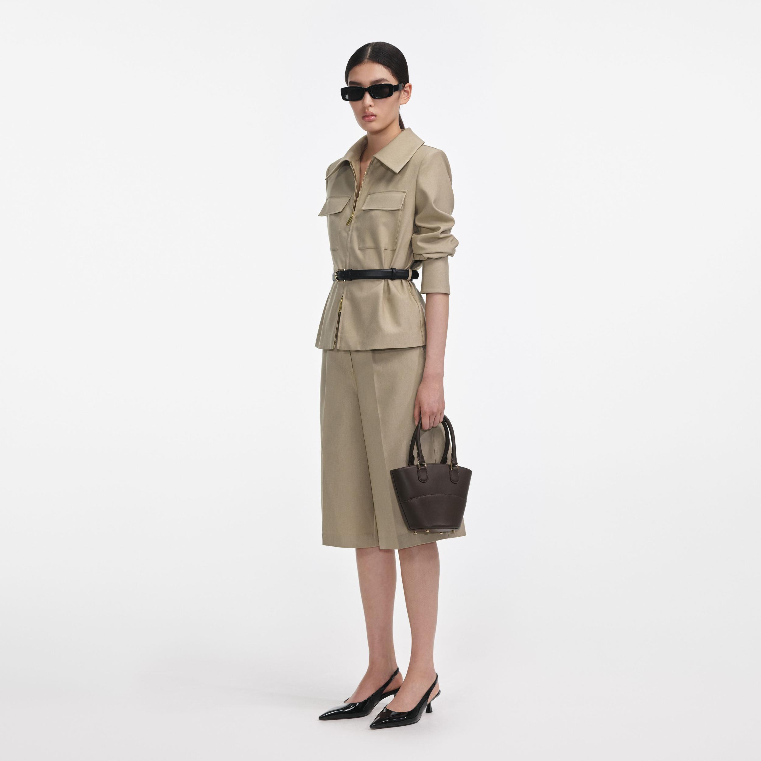 Beige Twill Playsuit Product Image