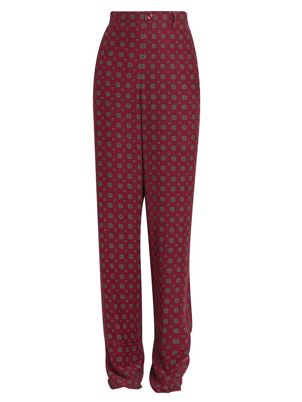 Womens Geometric Silk High-Rise Trousers Product Image
