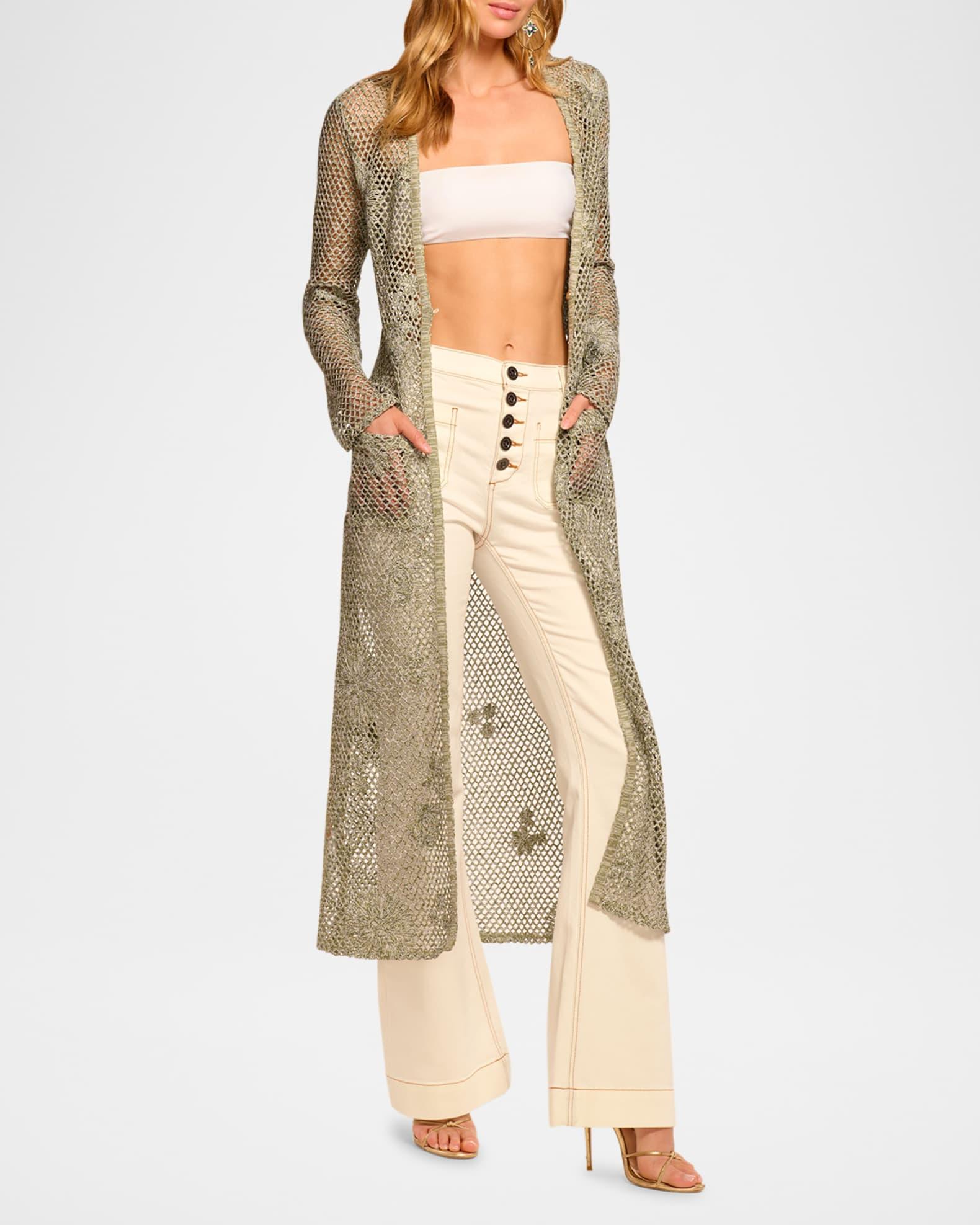 Liana Metallic Knit Crochet Duster Product Image