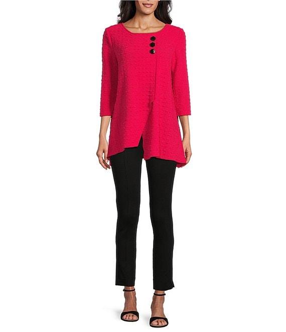 Slim Factor by Investments Crew Neckline Asymmetrical Hem Top Product Image