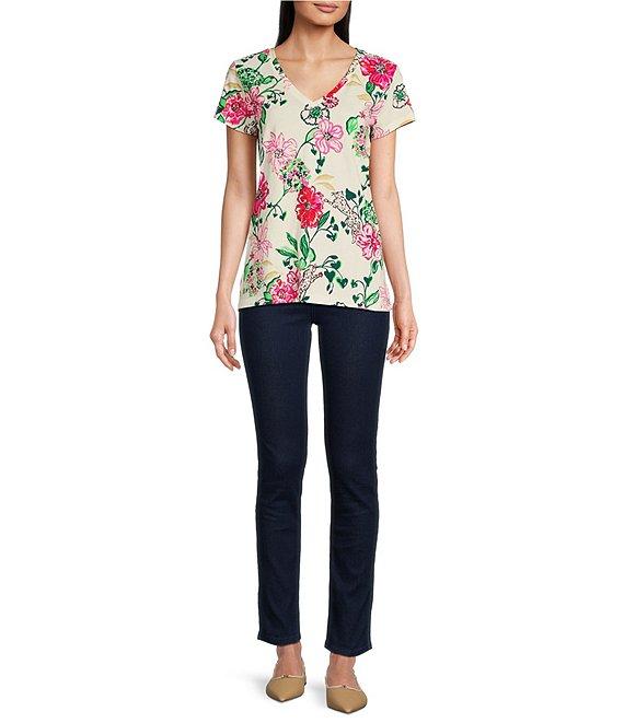 Lilly Pulitzer Meredith Cotton Jersey V-Neck Short Sleeve Tee Product Image