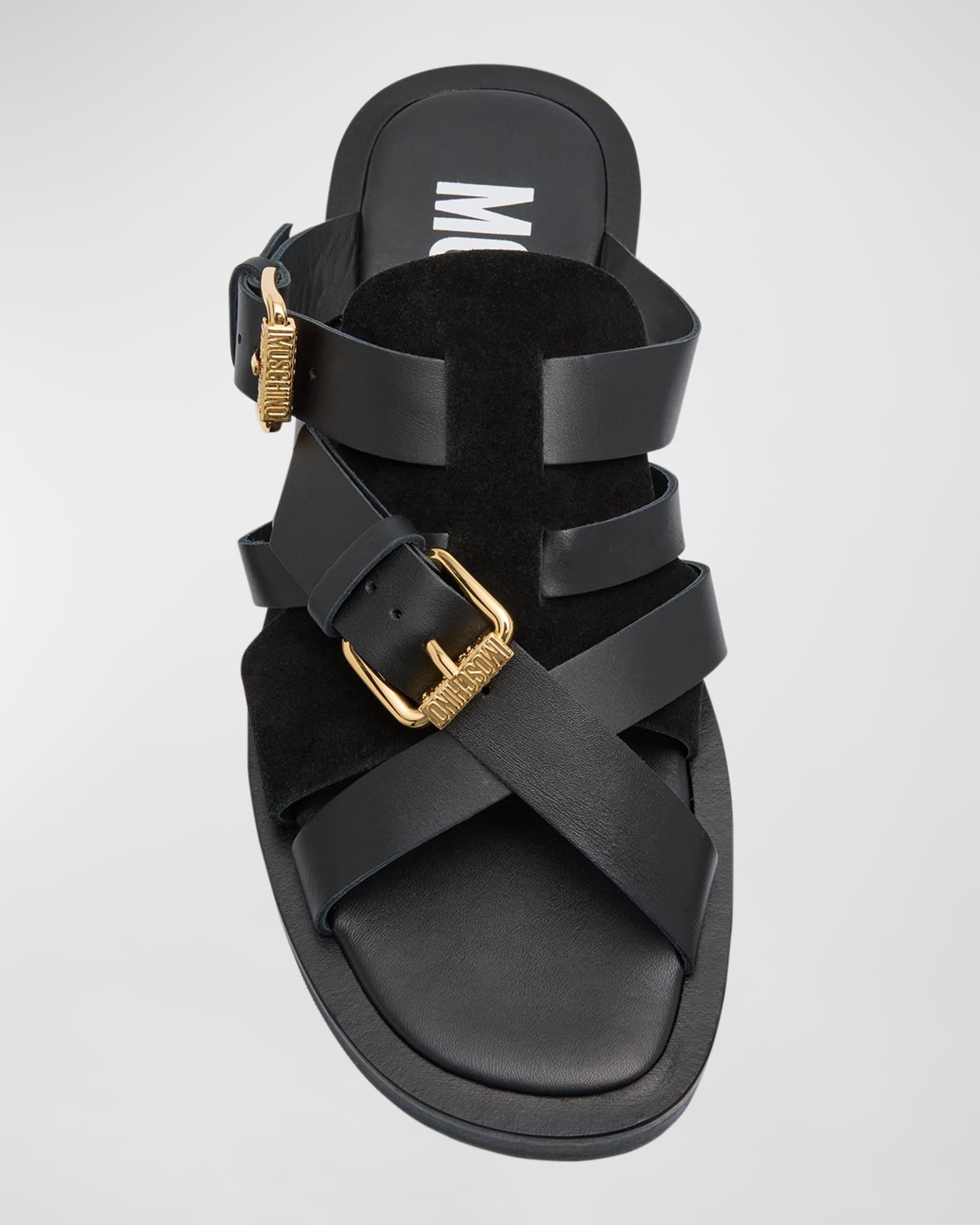 Men's Strappy Leather Slide Sandals Product Image