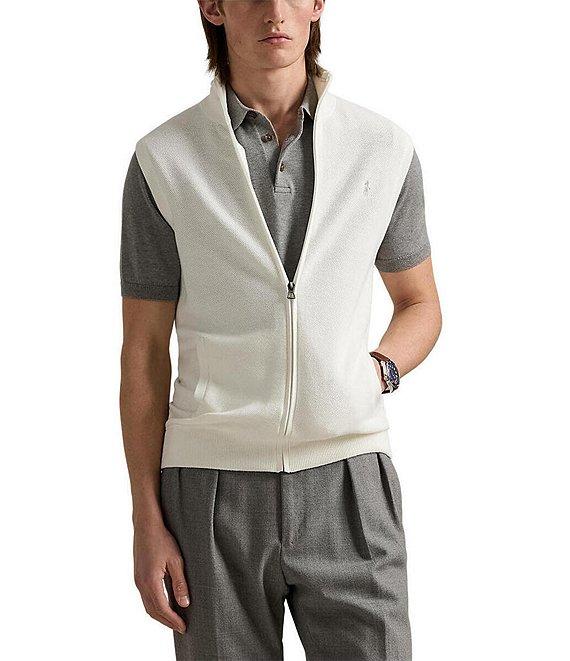 Polo Ralph Lauren Mesh-Knit Full-Zip Sweater Vest Product Image