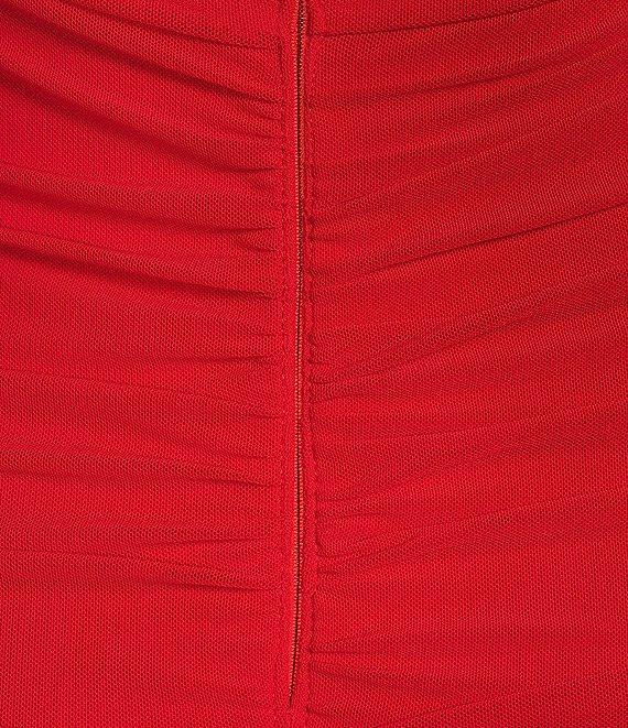 Lulus Mesh Ruched Strapless Rosette Mini Dress Product Image