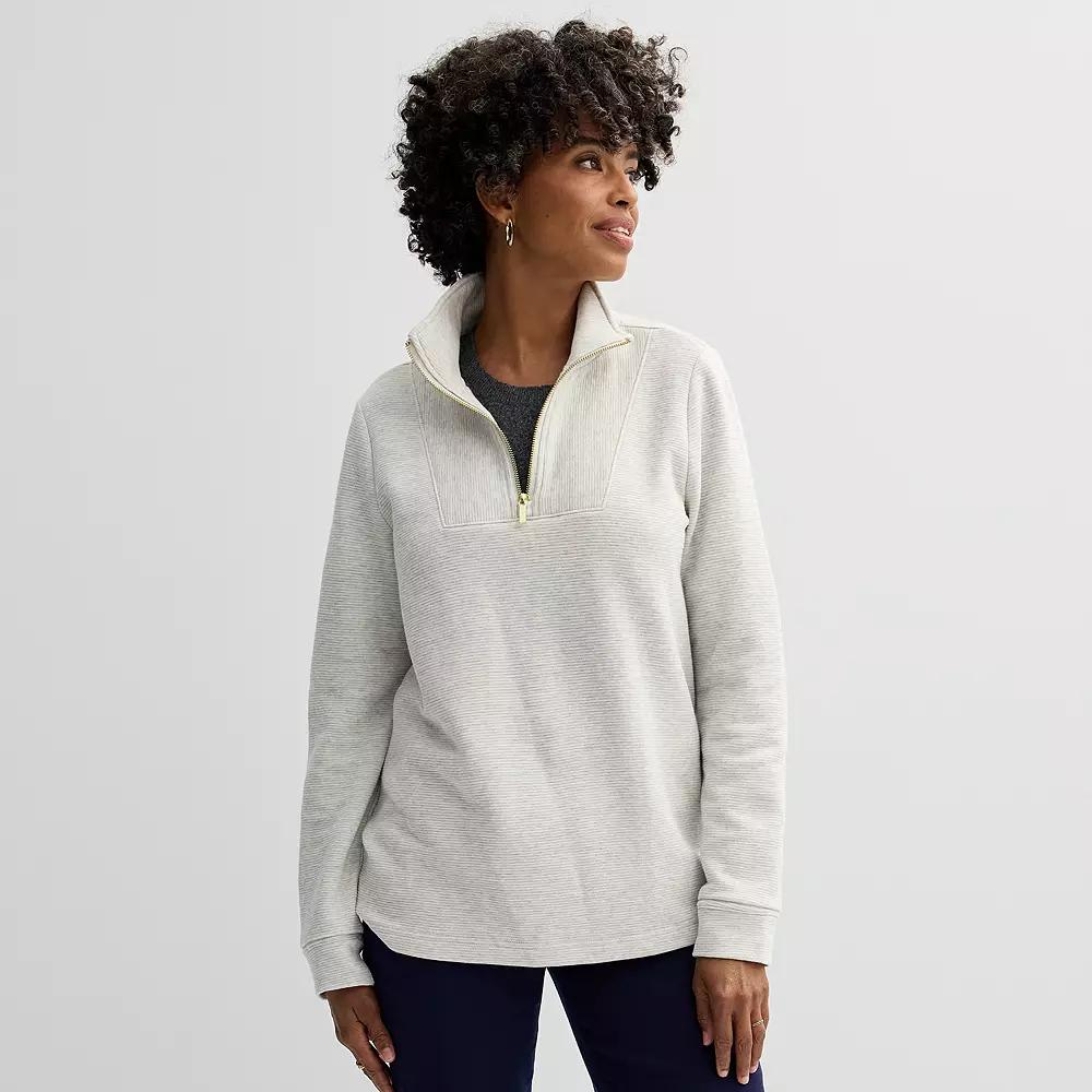 Women's Croft & Barrow® Quarter-Zip Pullover, Size: Large, Medium Grey Product Image