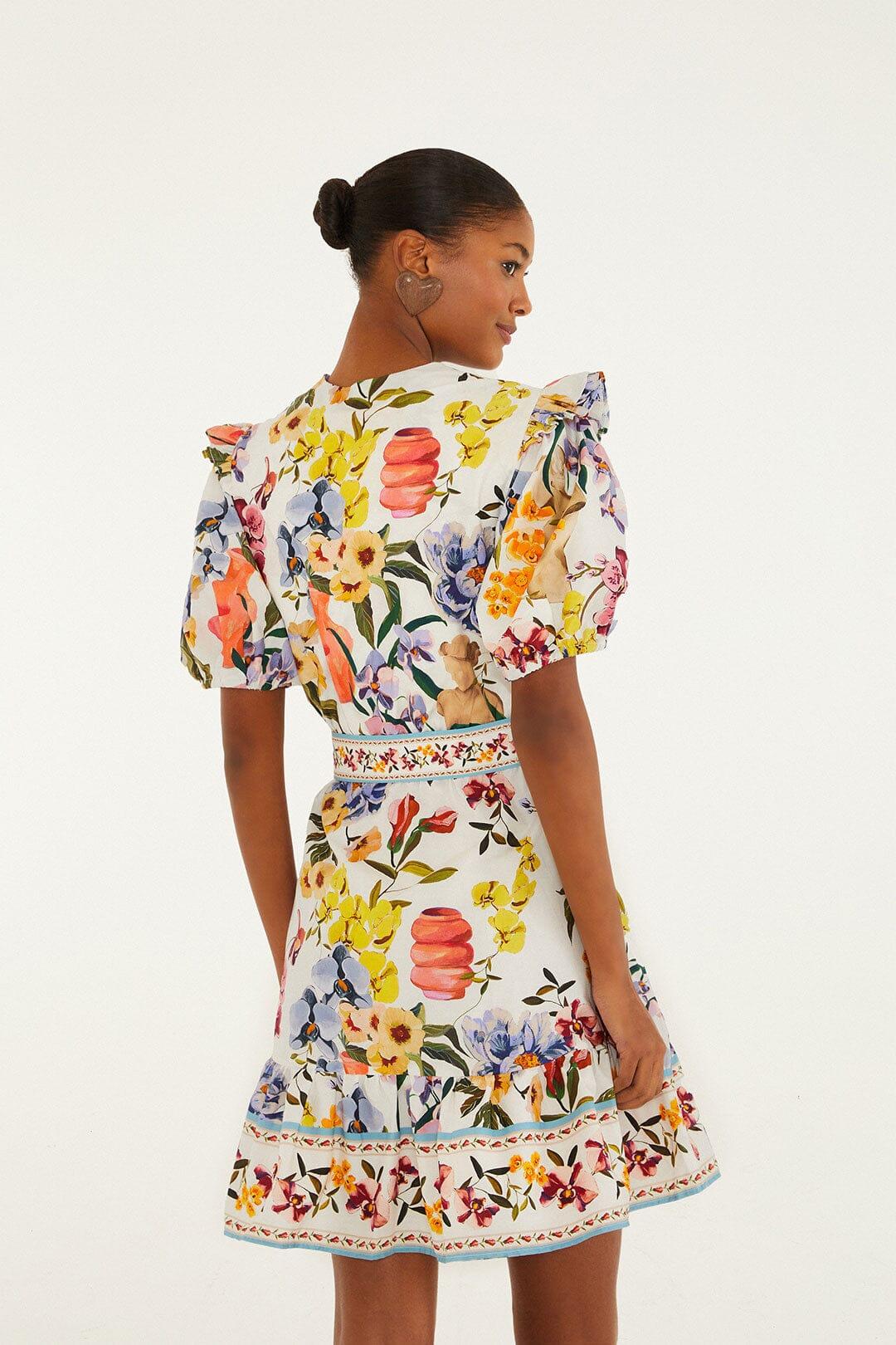 Off-White Greek Garden Organic Cotton Mini Dress Product Image