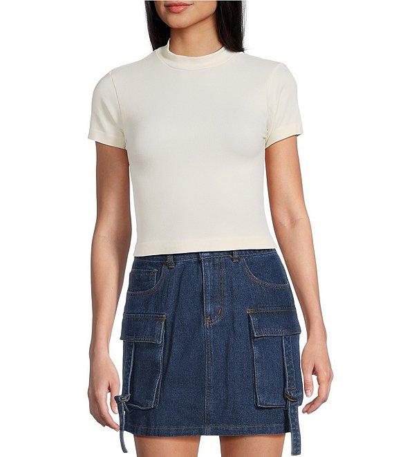 C&V Chelsea & Violet Mock Neck Seamless Knit Crop Top Product Image