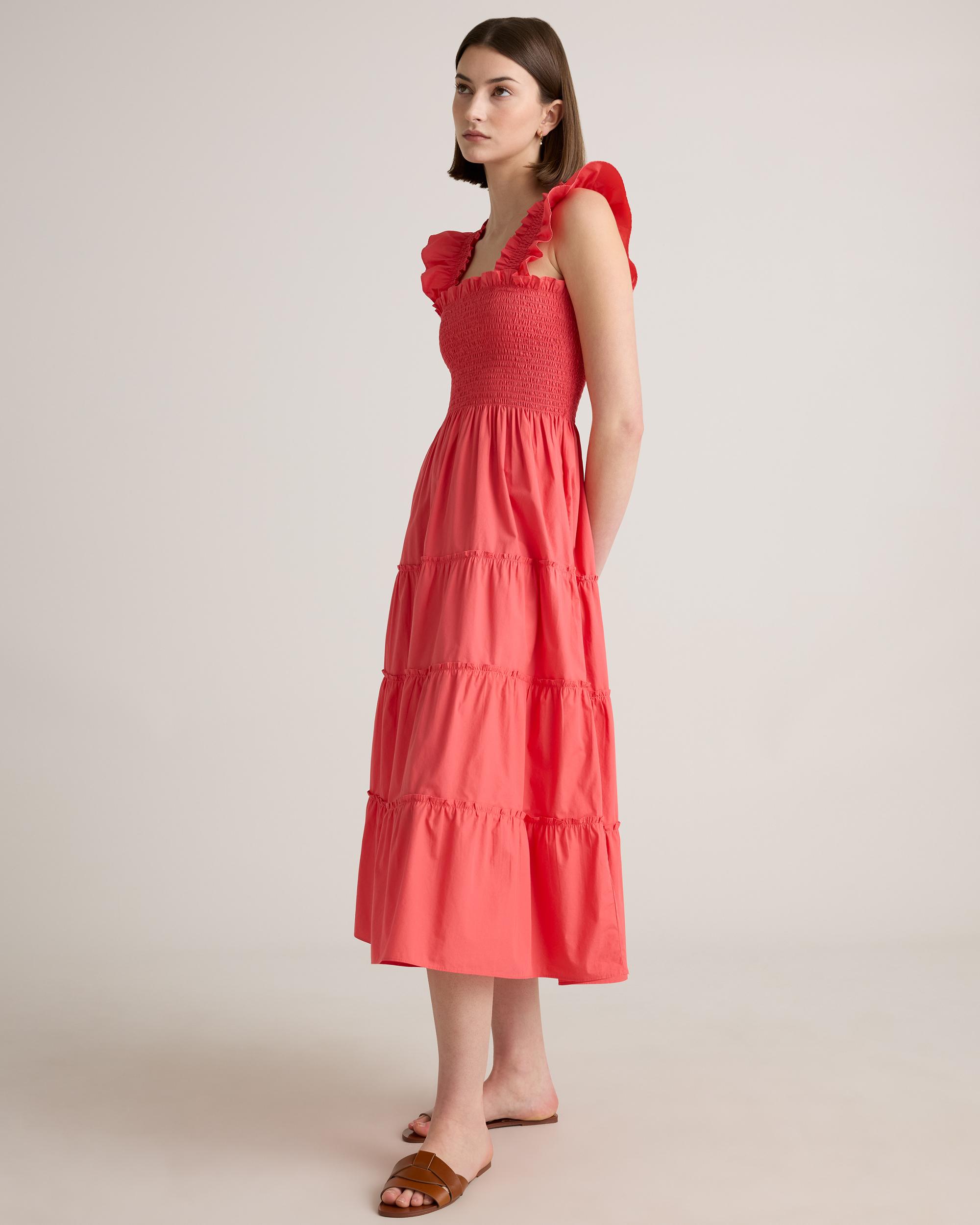 Quince | Women's Poplin Smocked Midi Dress Organic Cotton Product Image