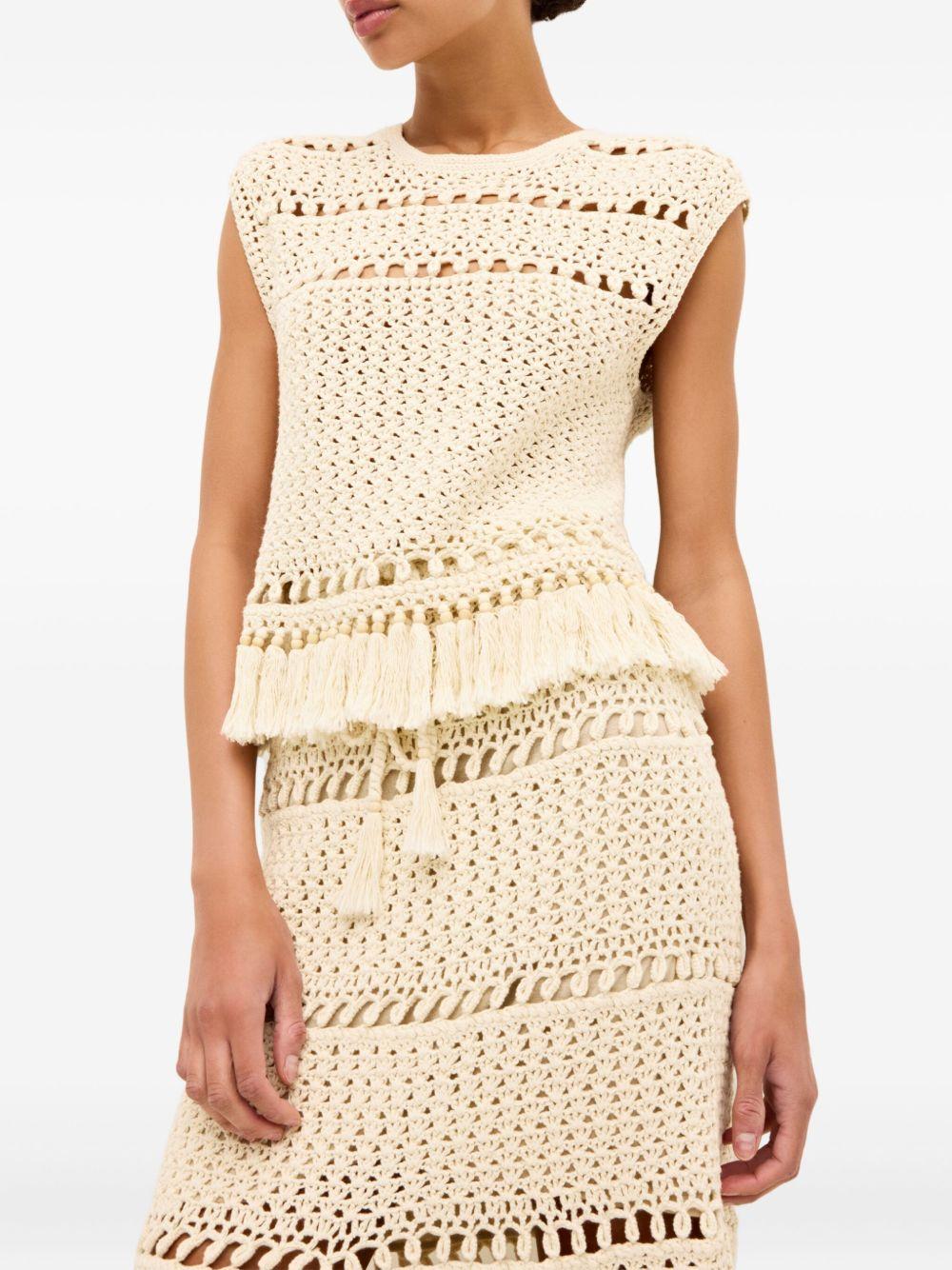 Mira fringe-hem crochet top Product Image