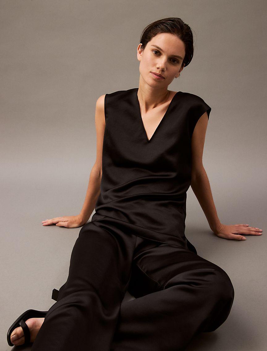 Satin Wide Leg Pants Product Image