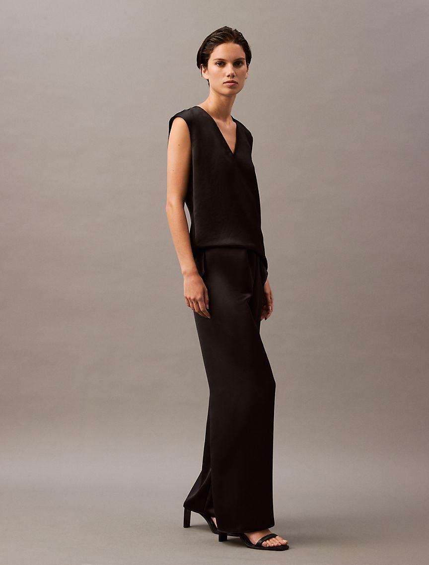 Satin Wide Leg Pants Product Image