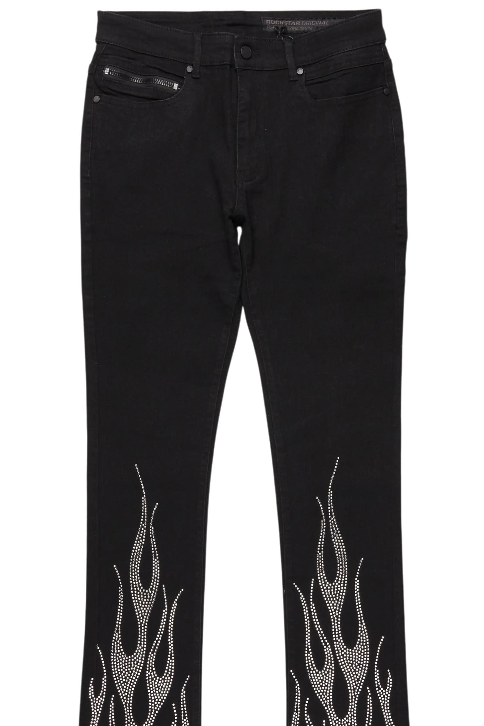 Samba Black Rhinestone Stacked Flare Jean Male Product Image