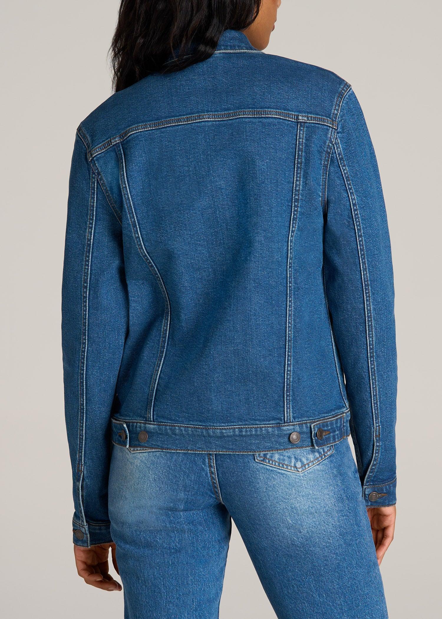 Denim Jacket for Tall Women in Blue 90's Wash Female Product Image