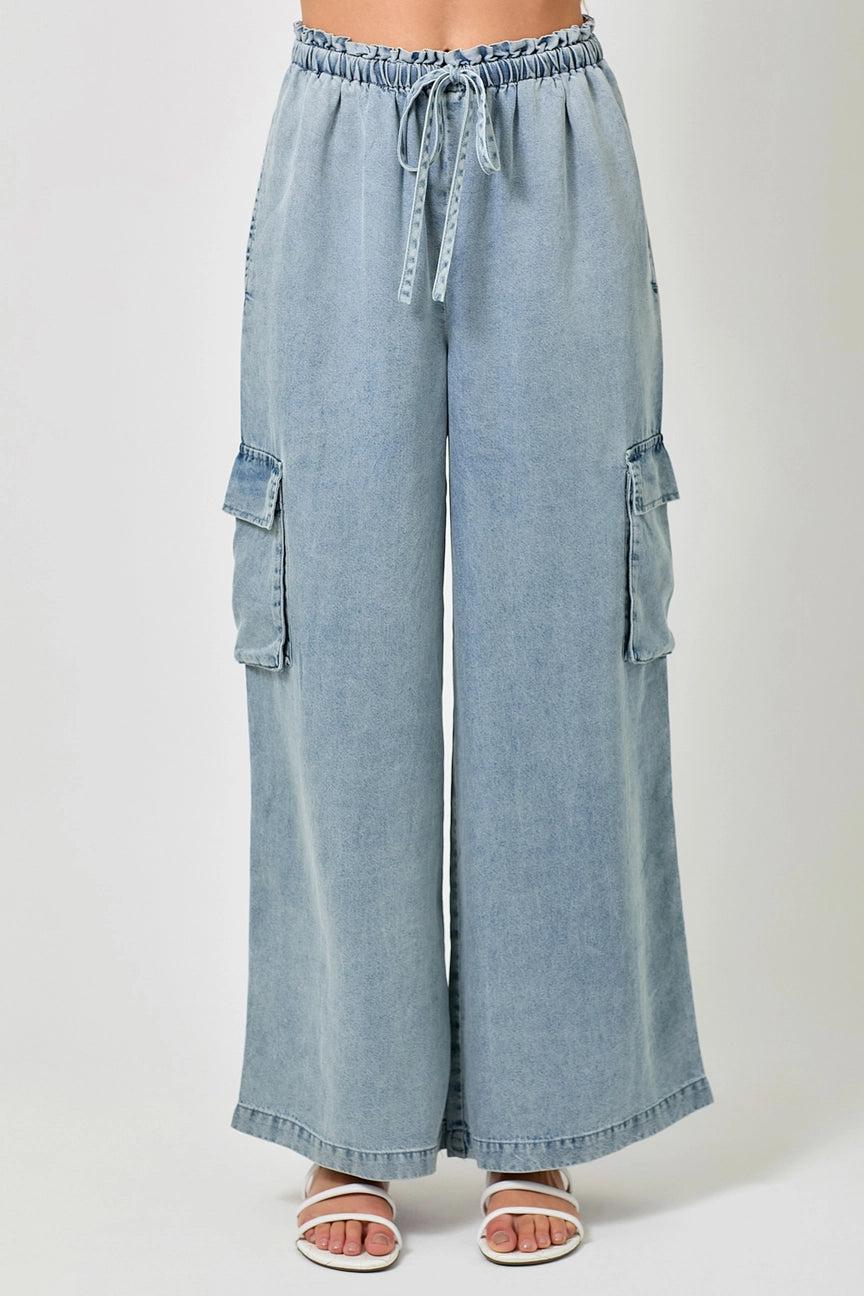 Tencel Wide Leg Cargo Pants Product Image