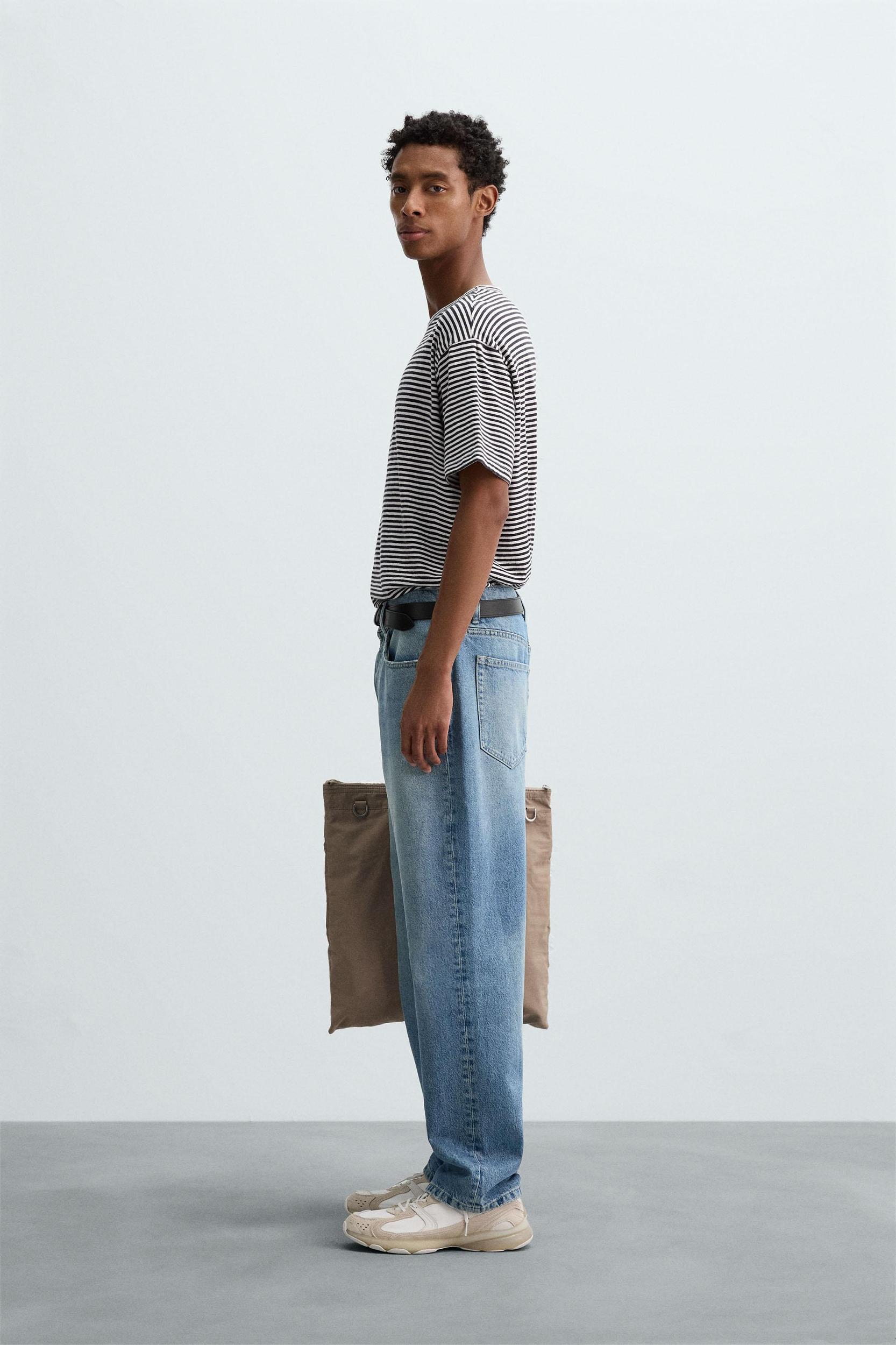 STRIPED COTTON LINEN BLEND T-SHIRT Product Image