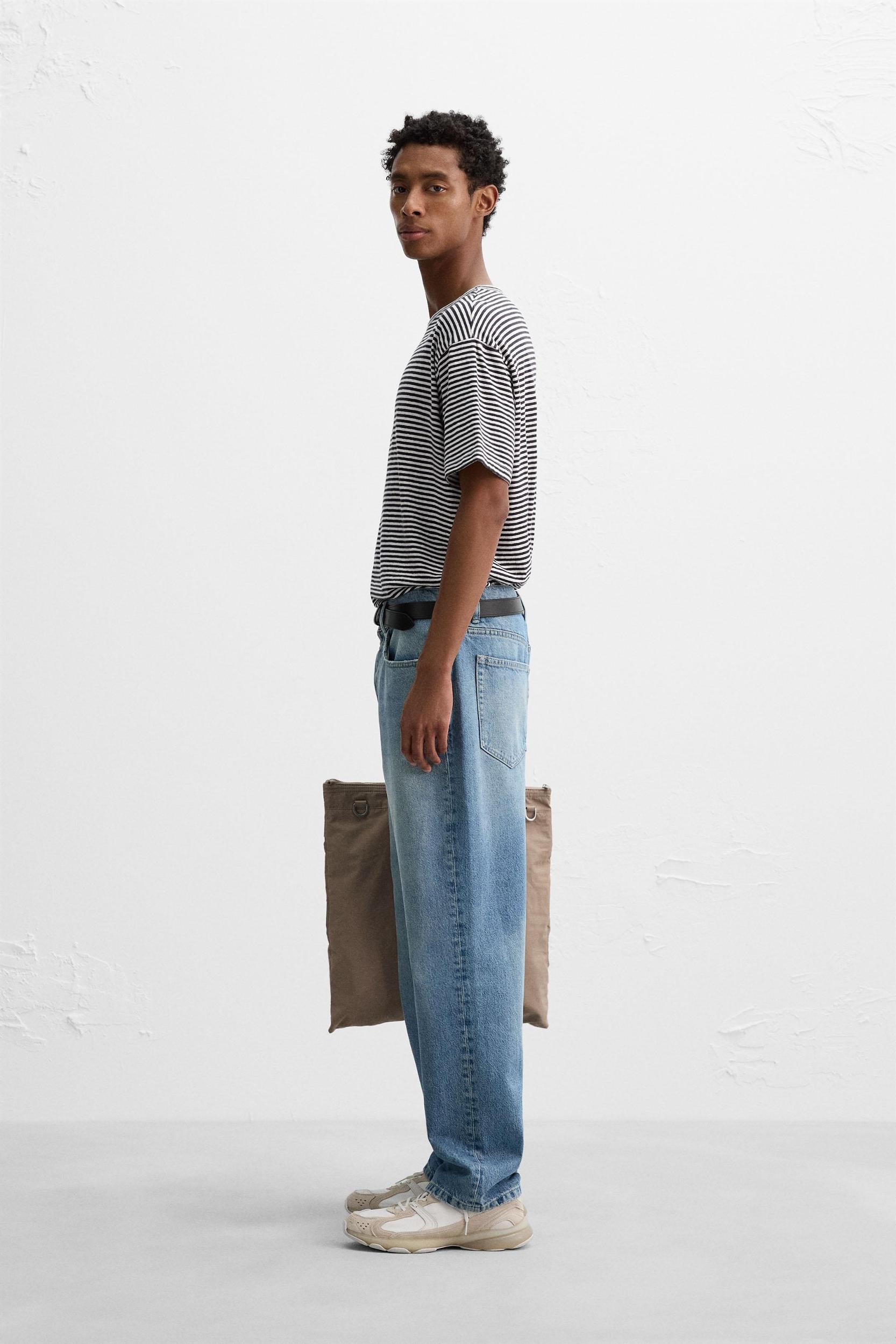 STRIPED COTTON LINEN BLEND T-SHIRT Product Image