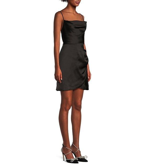 Lulus Satin Cowl Neck Mini Dress Product Image