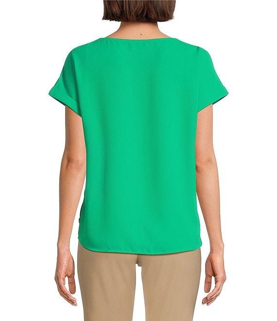 Jones New York Round Neck Short Sleeve Button Detail Blouse Product Image