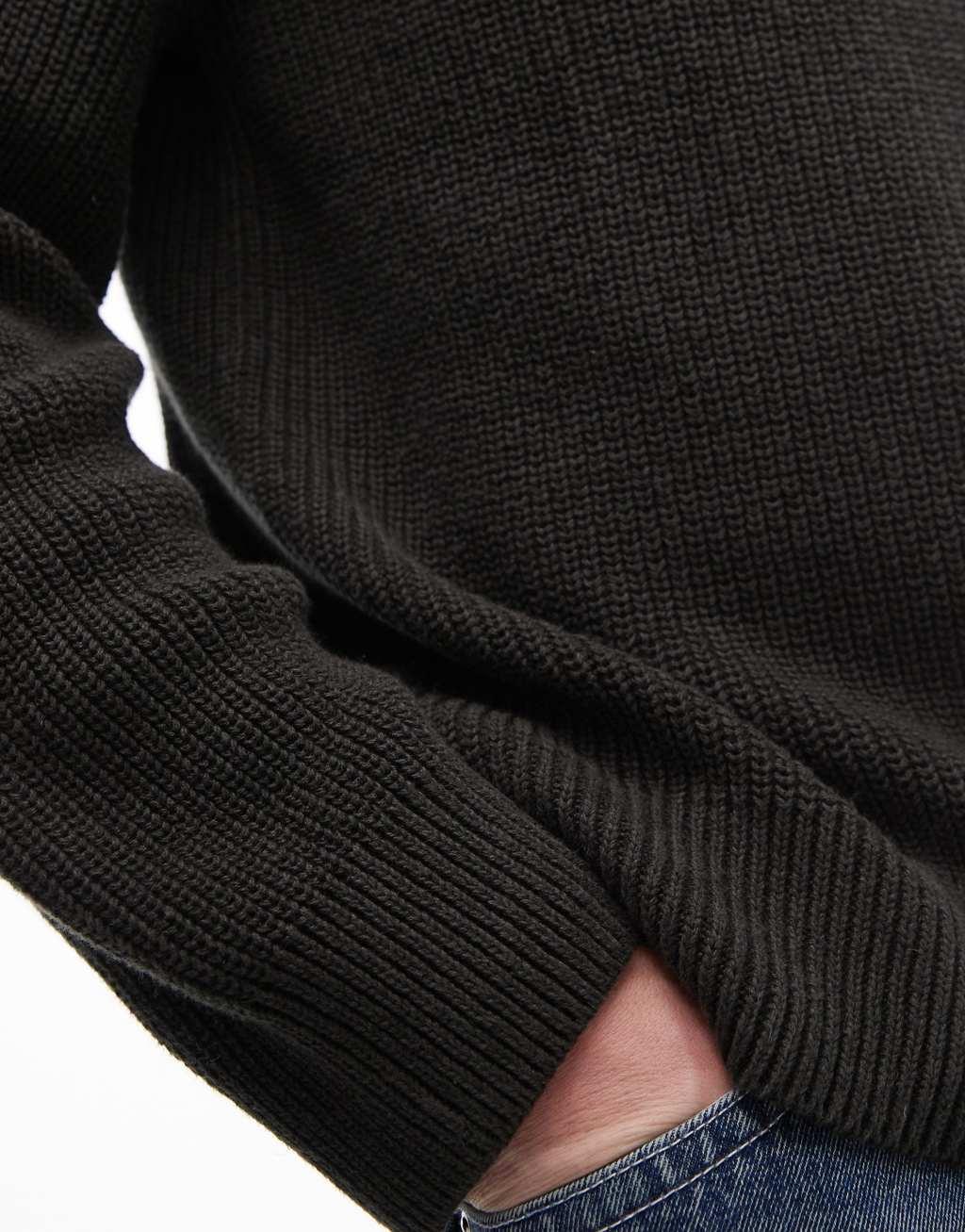 ARKET linen blend knitted sweater in dark green Product Image