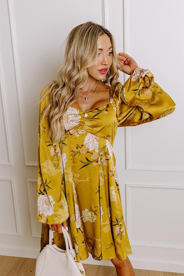 Flirty Moments Satin Mini Dress in Chartreuse Product Image