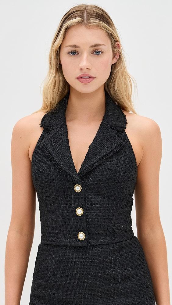 alice + olivia Meri Cropped Halter Blazer Top | Shopbop Product Image
