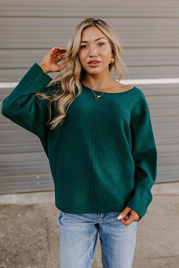 Cafe Social Knit Sweater Top in Hunter Green Product Image