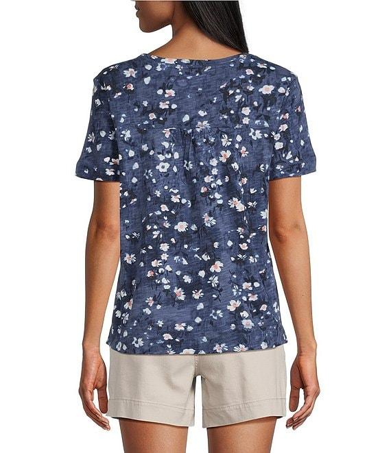 Westbound Dotted Vines Print Short Sleeve V-Neck Top Product Image