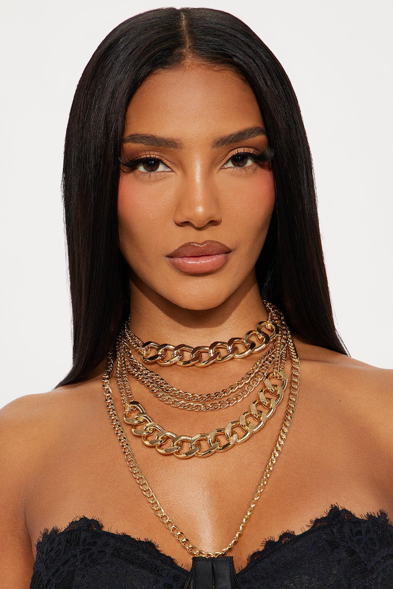 Chains On Chain Layered Necklace - Gold Female Product Image