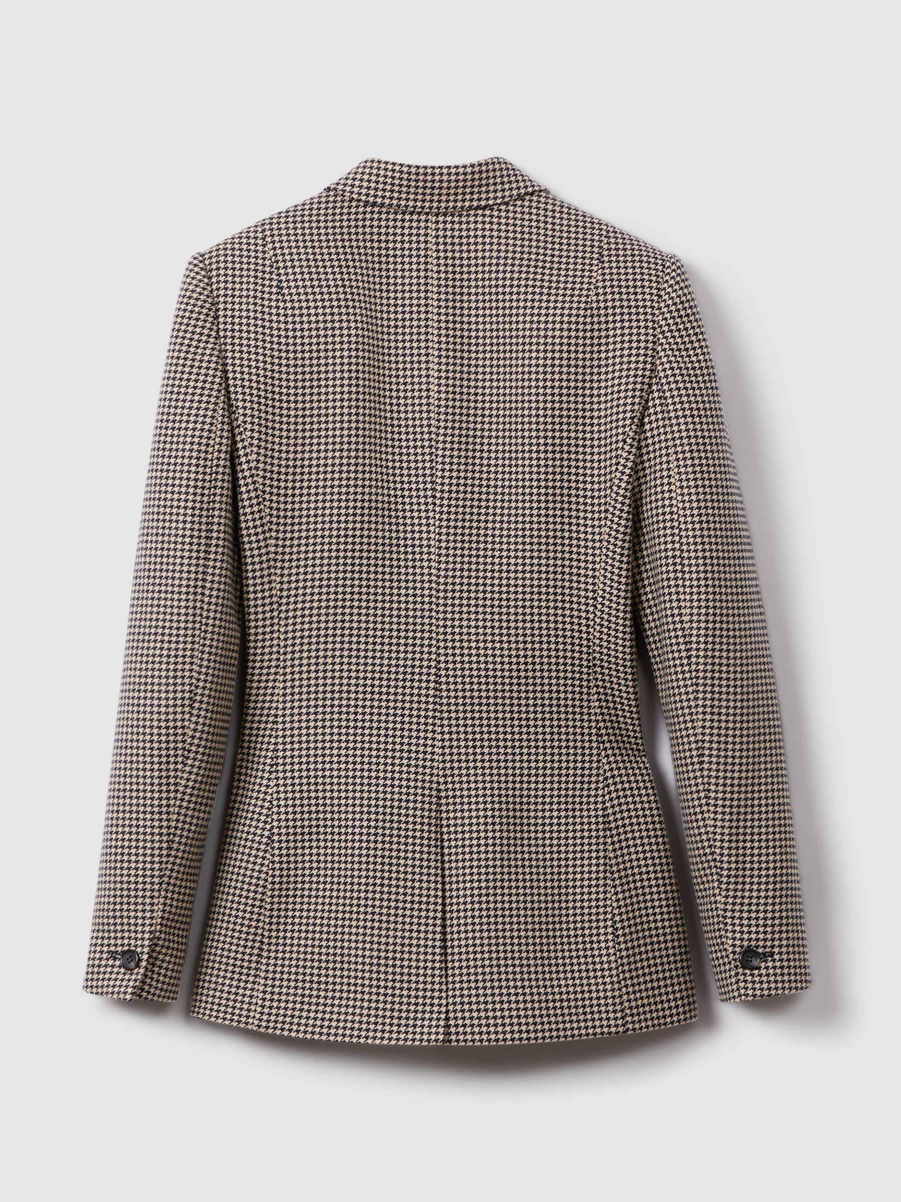 Ella Black/Camel Petite Wool Blend Double Breasted Dogtooth Blazer Product Image