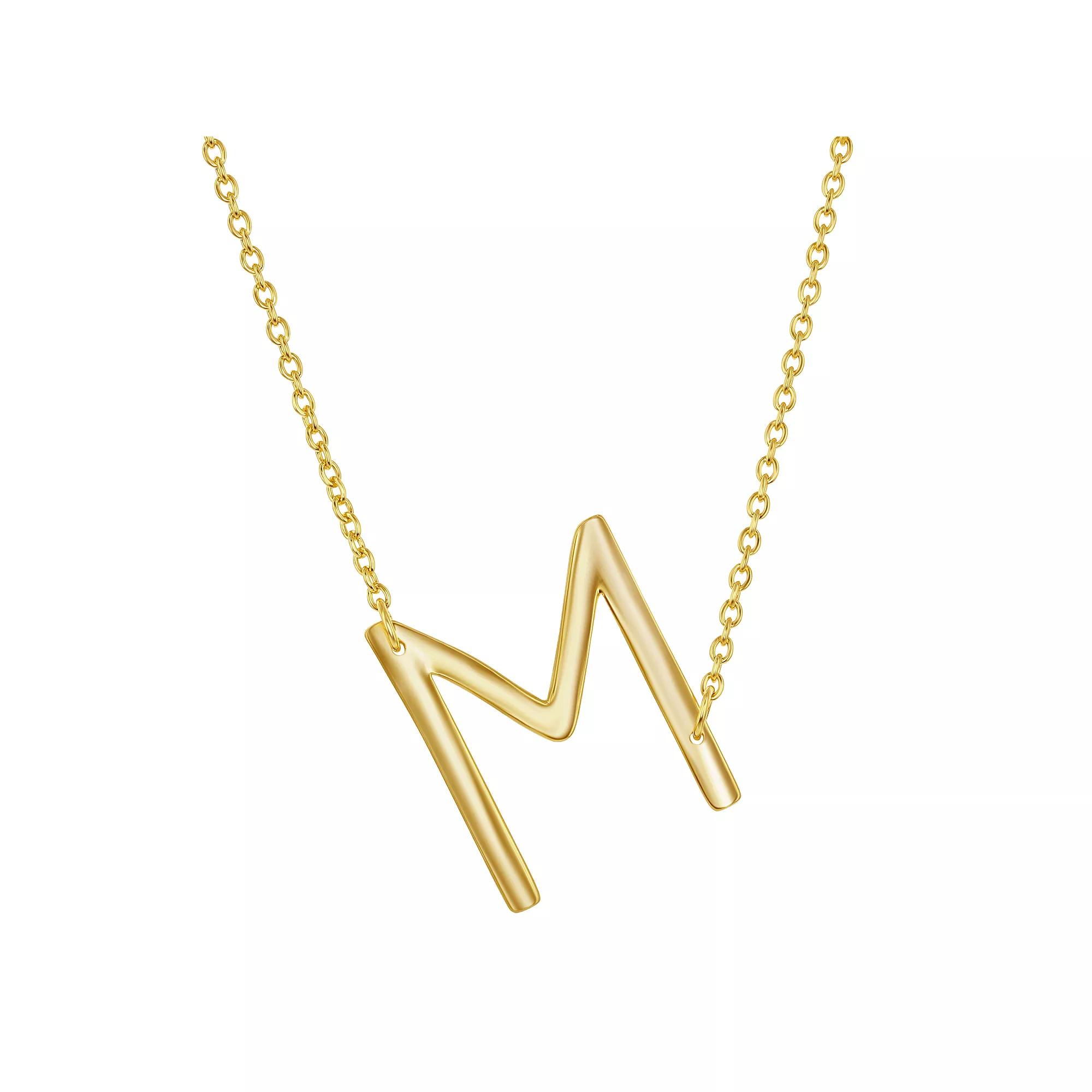 Sterling Silver Sideways Initial Necklace, Women's, Size: 16-18" ADJ, Gold Tone M Product Image