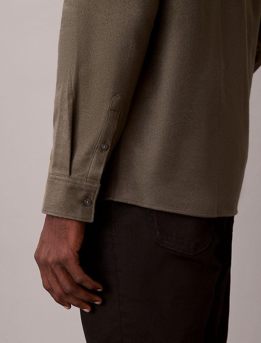 Melange Flannel Relaxed Button-Down Shirt Product Image