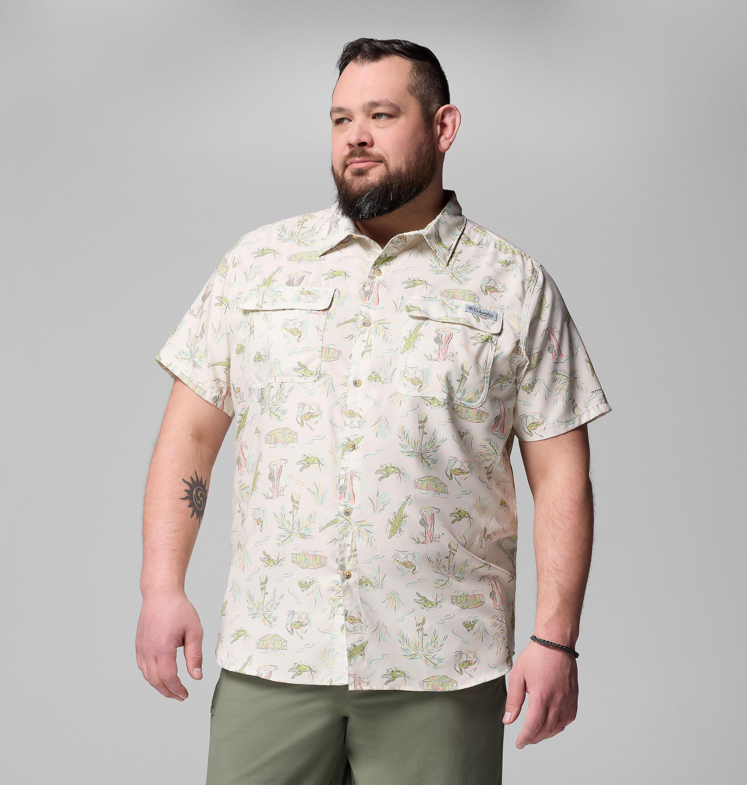 Columbia Mens PFG Uncharted Printed Short Sleeve Shirt - Big- Product Image