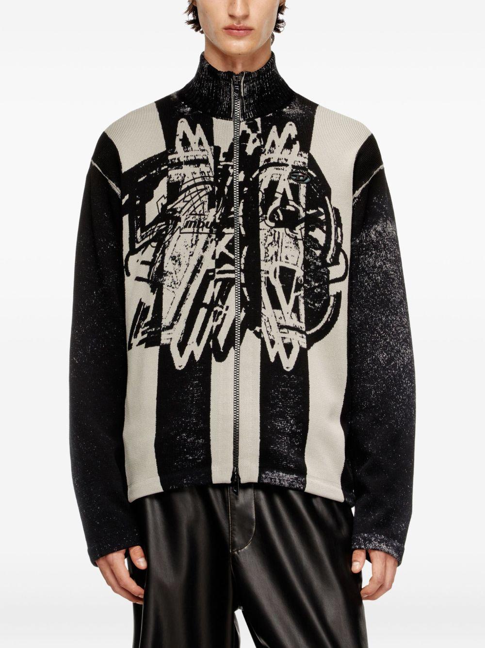 striped zip-up bomber jacket Product Image