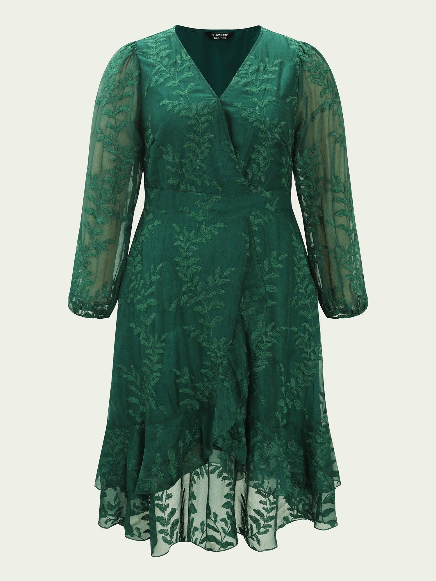Floral Embroidered Layered Hem Midi Dress Female Product Image