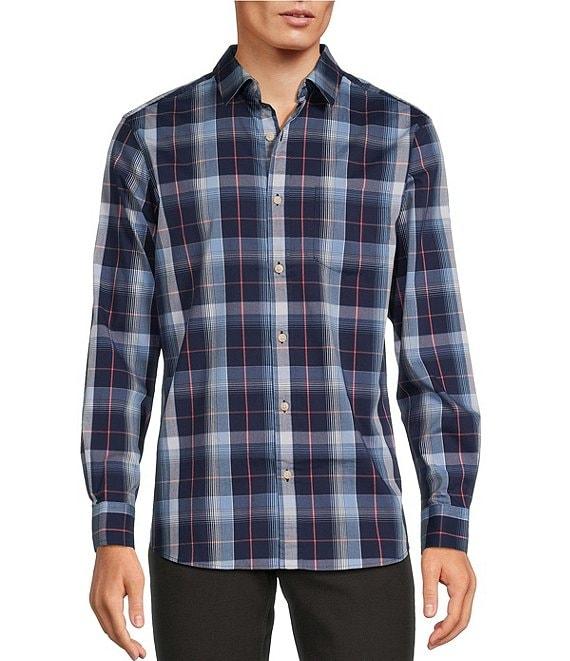 Rowm Rec + Relax Long Sleeve Performance Large Dark Plaid Pattern Shirt Product Image