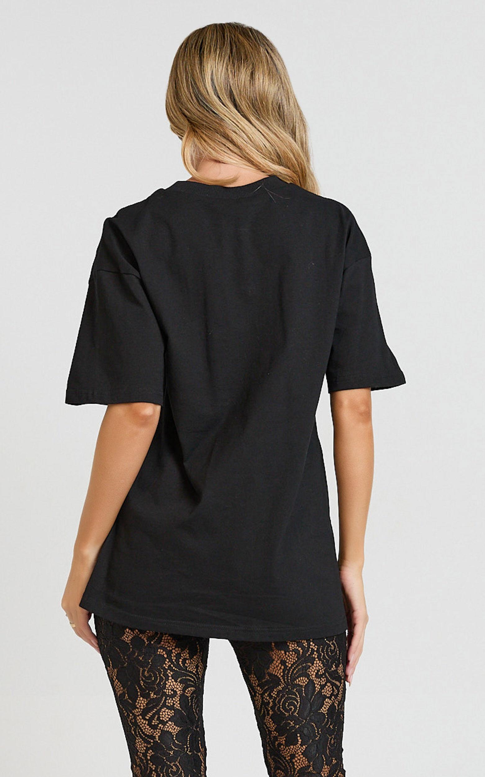 Prizza Top - Longline Boyfriend Tee Top in Black Product Image