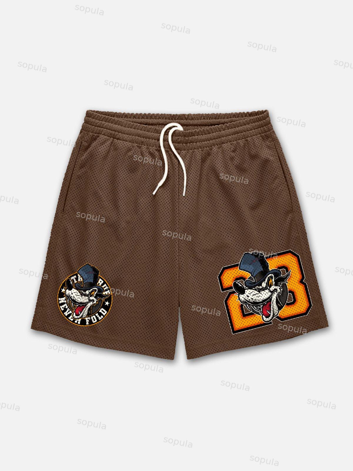 Streetwear Y2k Hip Hop Gothic Graphic Mesh Shorts Product Image