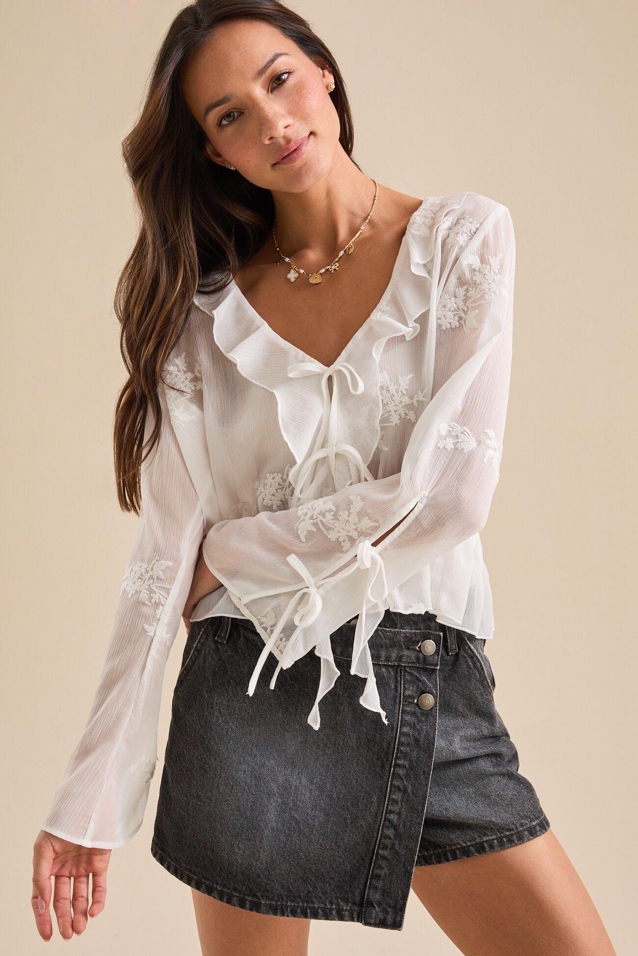 Marley Ruffle Tie Front Top Product Image