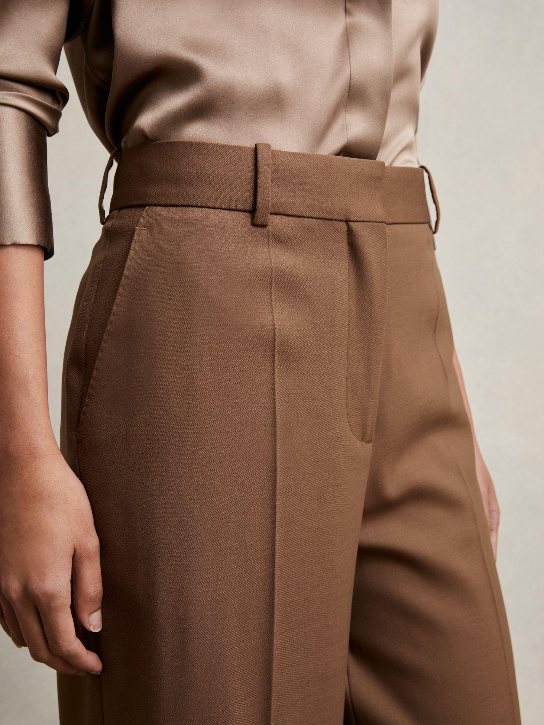 Wool-Blend Wide-Leg Suit Trousers in Tan Product Image