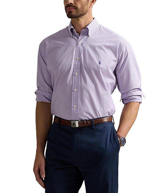 Polo Ralph Lauren Big & Tall Classic Fit Gingham Stretch Poplin Long Sleeve Woven Shirt Product Image