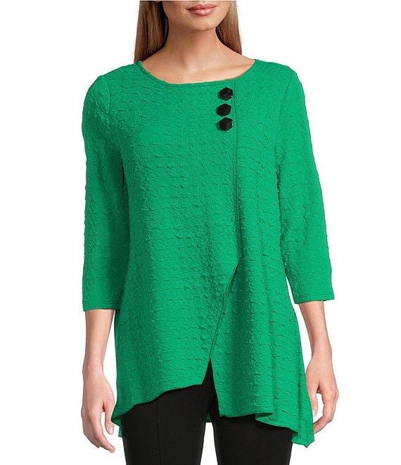 Slim Factor by Investments Crew Neckline Asymmetrical Hem Top Product Image