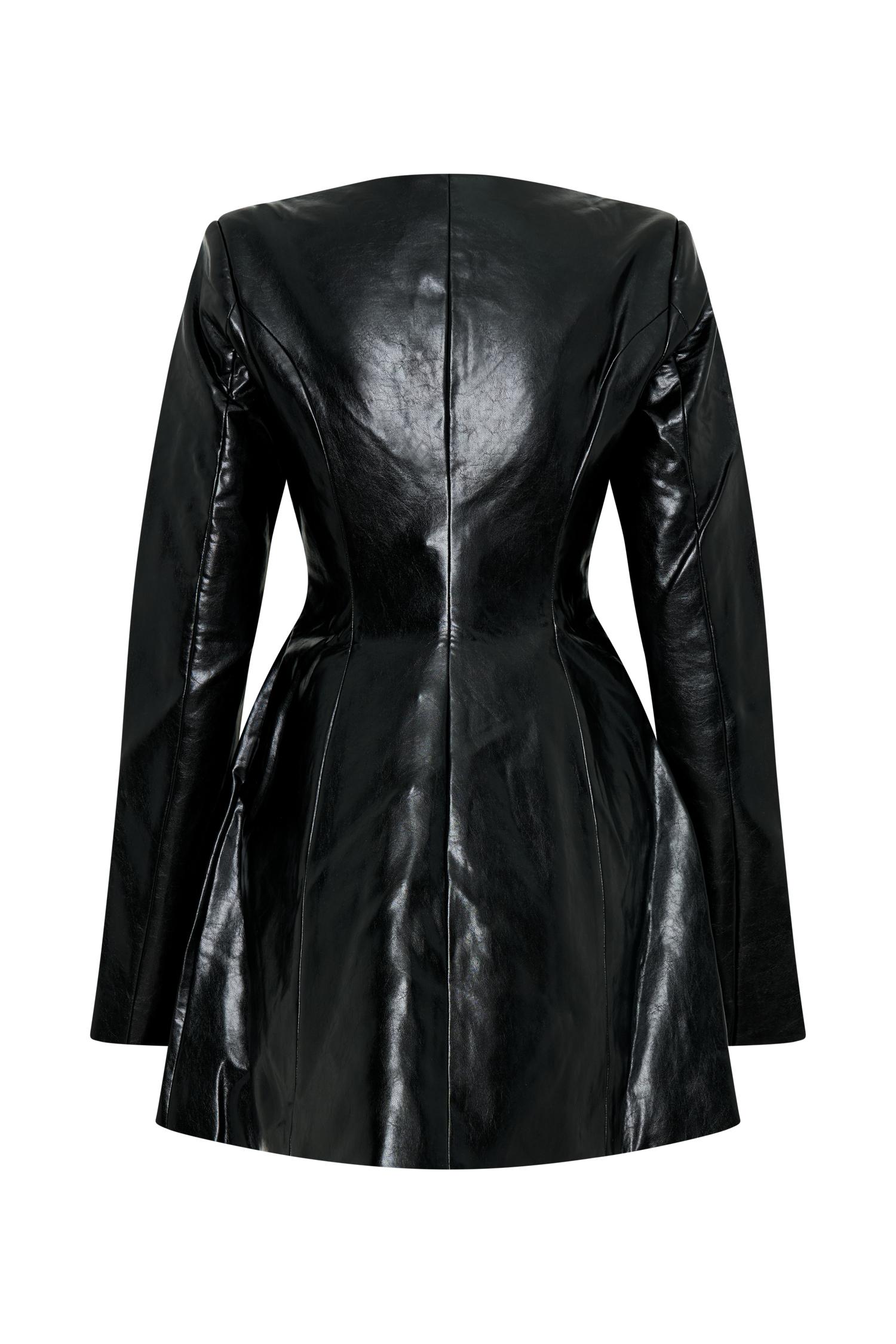 Nancy Faux Leather Mini Dress - Black Product Image