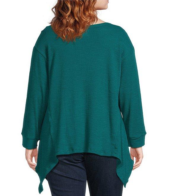 Westbound Plus Size Long Sleeve Crew Neck Asymmetrical Hem Top Product Image