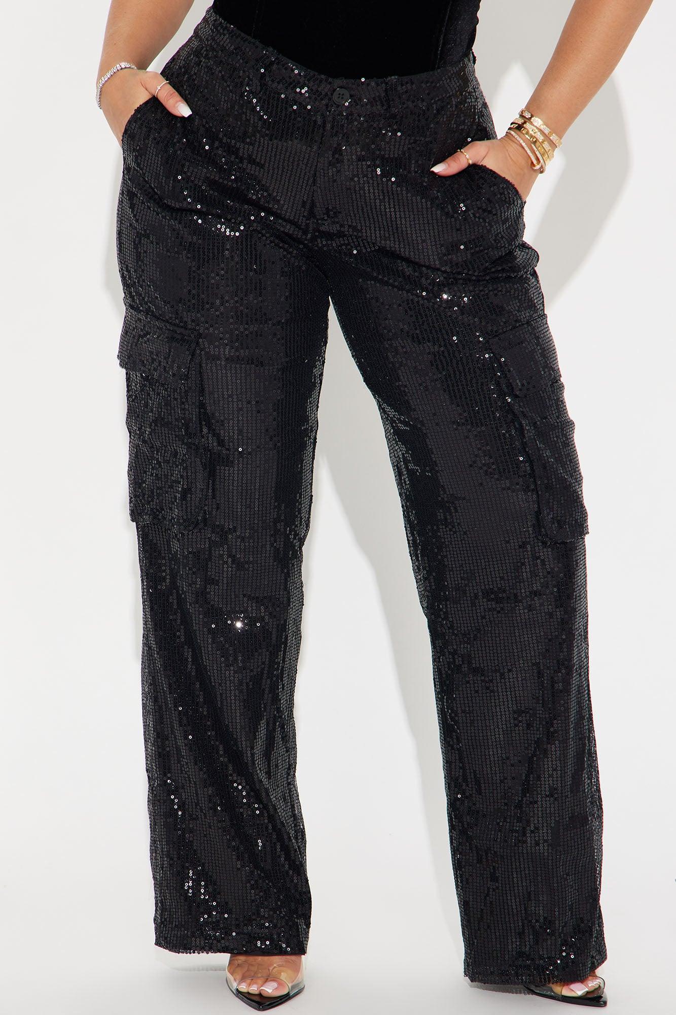 Exclusive Nights Sequin Cargo Pant - Black Product Image